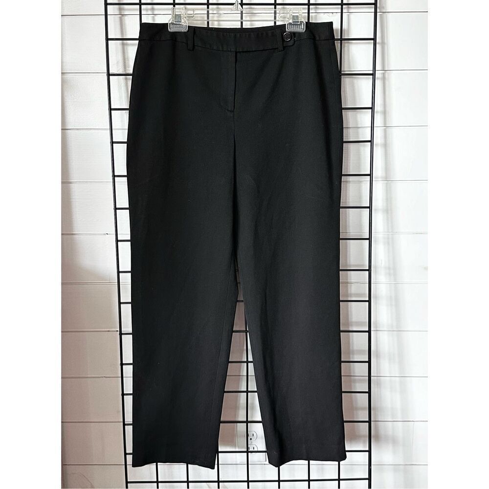 Talbots Stretch Heritage Pants Womens 14 Black Career Straight Leg